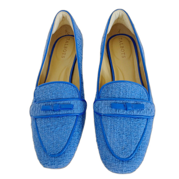 Like New Talbots Jane Bow Loafers Amherst Tweed in Capri Blue Flats Size 7.5 - Picture 6 of 8